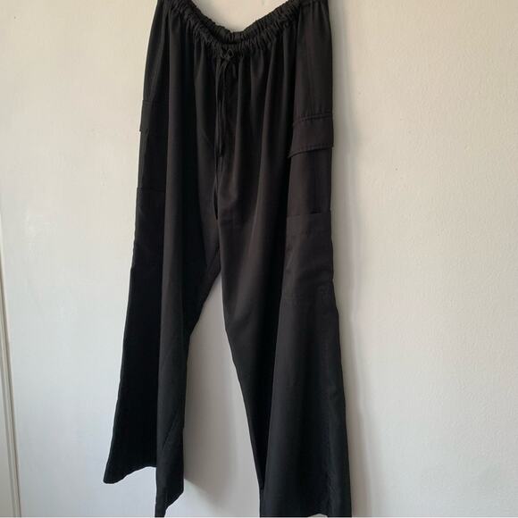 Reformation Ethan Cargo Drawstring Pull On Twill Pockets Pants Trousers Black - Picture 3 of 6